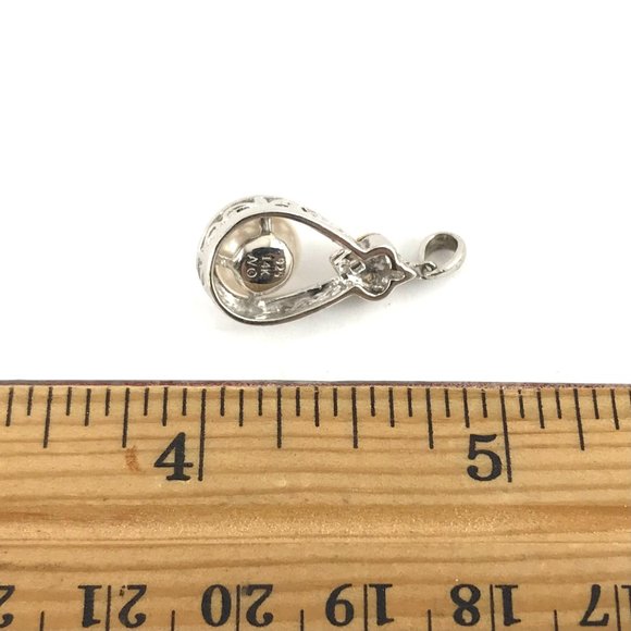 Sterling Silver 925 Vintage 14K Gold Diamond and Pearl Pendant - Picture 2 of 2